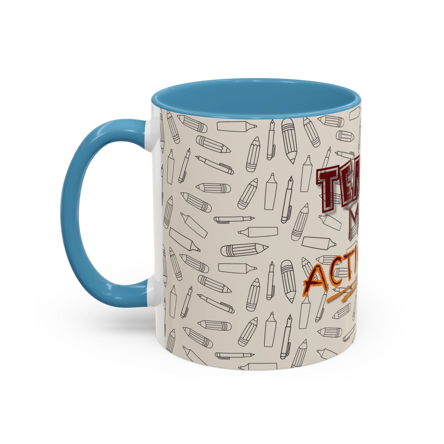 Funny Teacher Coffee Mug – Back to School Gift – “Teacher Mode Activated” – Color Accent 11oz 15oz – Classroom Decor – Durable Ceramic – Education Life