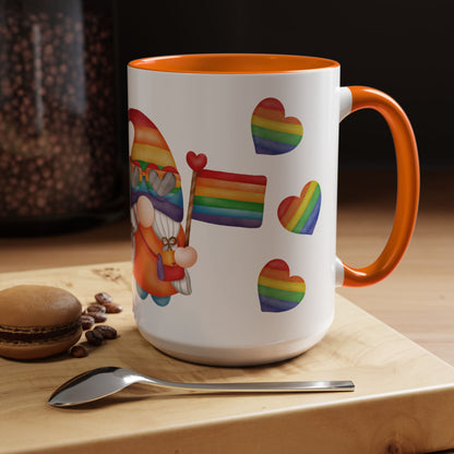 Pride Gnome Accent Mug | Rainbow Love Coffee Cup | 11oz & 15oz