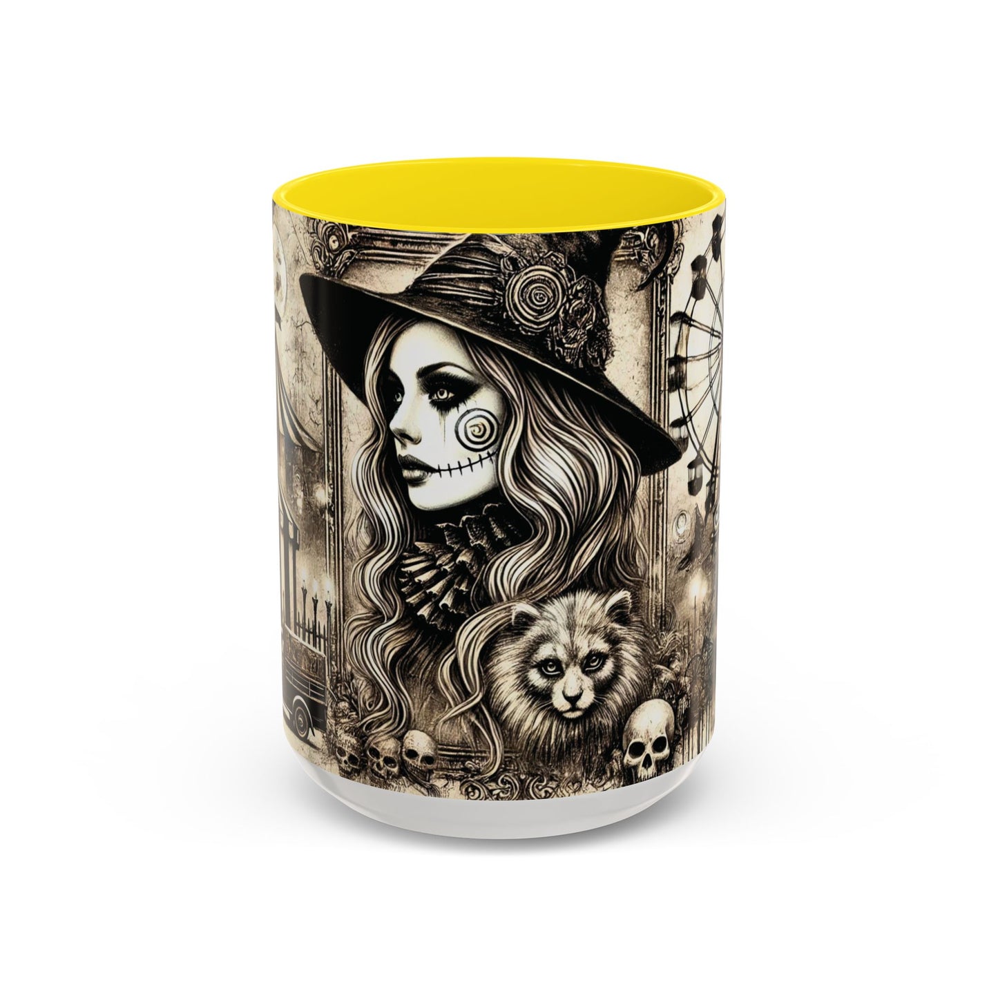 Creepy Circus Witch Mug | Vintage Halloween Accent Coffee Mug (11oz/15oz)