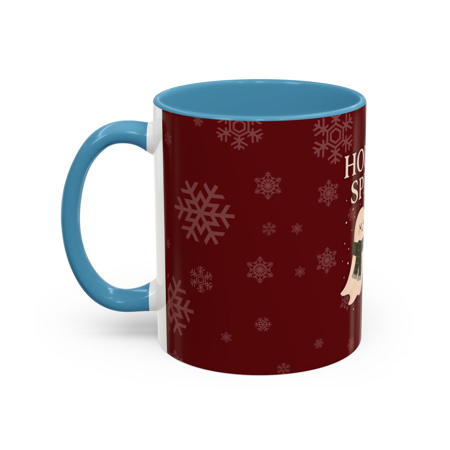Holiday Spirits Ghost Mug – Cute Christmas Coffee Cup (11oz & 15oz, High-Gloss Accent Colors)