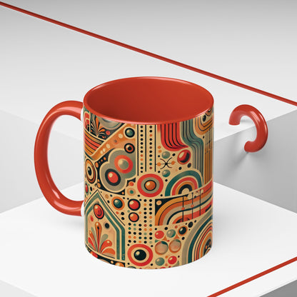 🌿 Retro Boho Accent Coffee Mug | 11oz & 15oz Ceramic Cup | Custom Colors Available