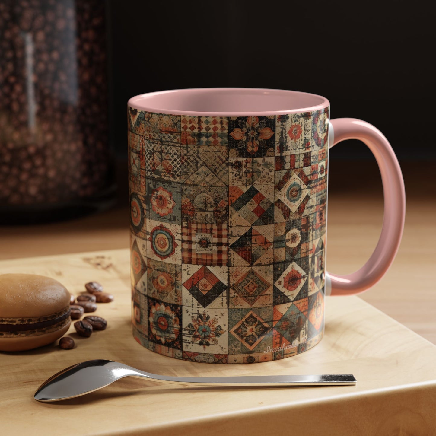 Boho Patchwork Quilt Mug | Vintage Accent Coffee Mug (11oz/15oz)