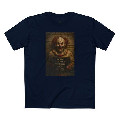 Creepy Clown Mugshot T-Shirt – Premium AS Colour 5001 Horror Tee