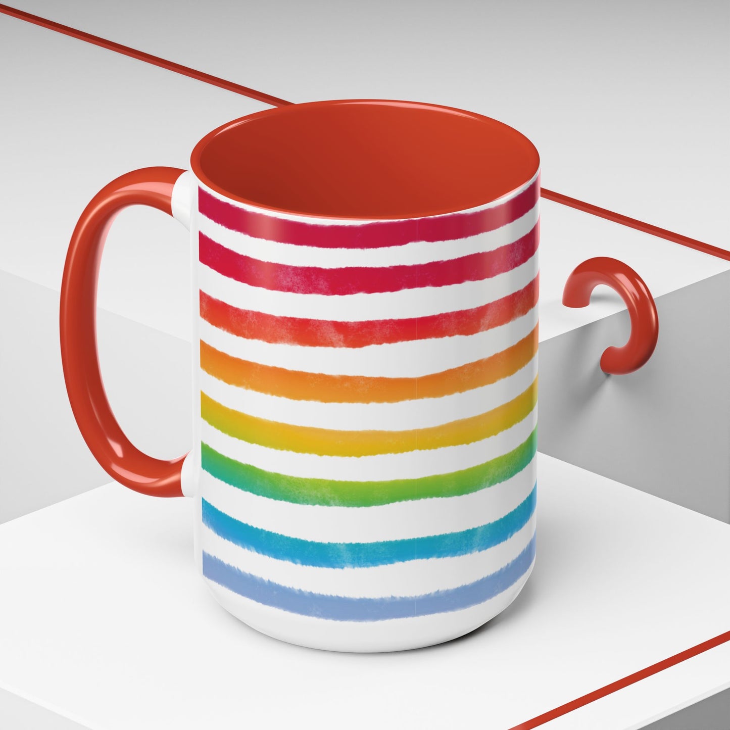 🌈 Bold Rainbow Stripes Pride Mug | 11oz/15oz | Purple Accent
