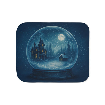 Haunted House Winter Snowglobe Sherpa Blanket – Enchanted Gothic Holiday Throw
