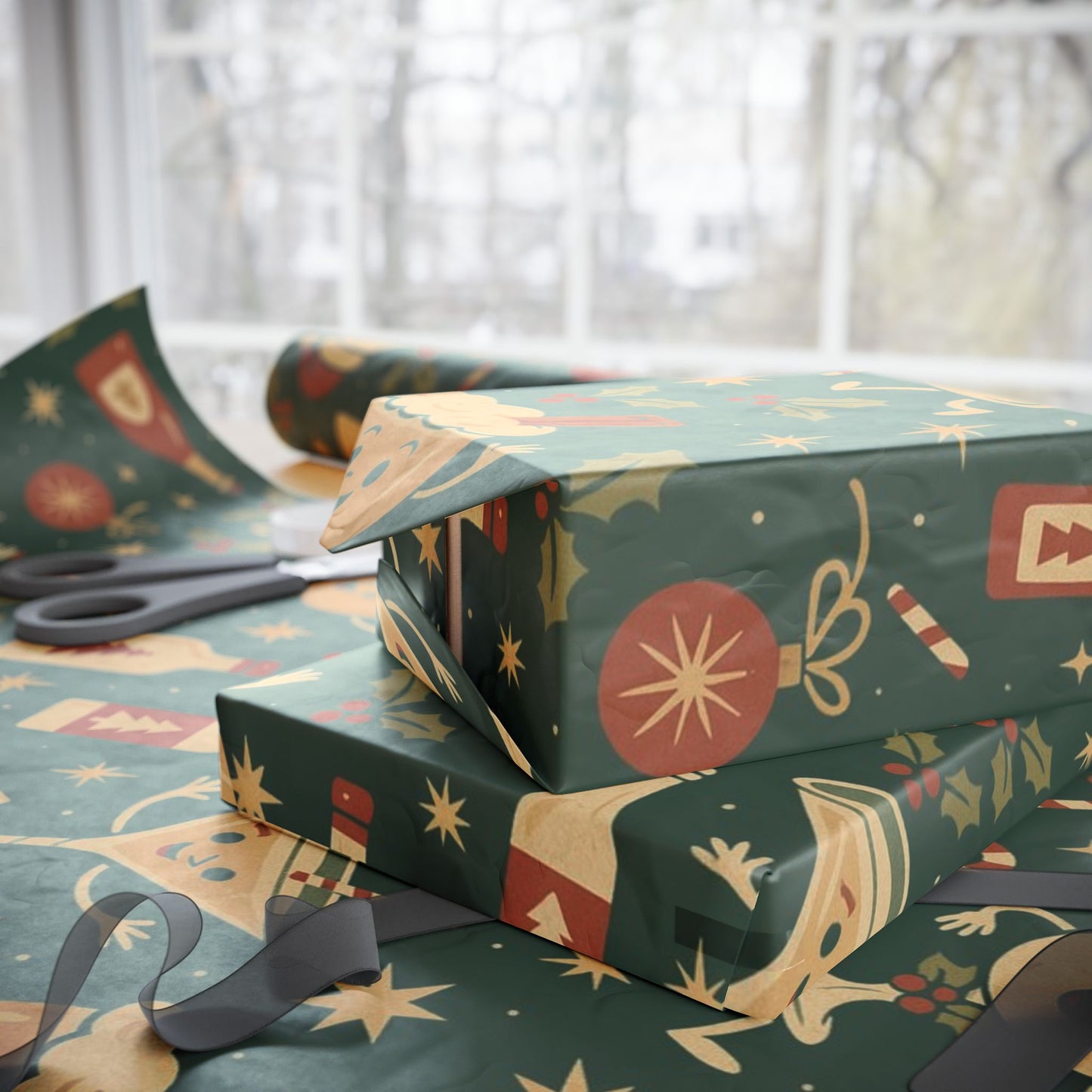 Vintage Holiday Drinks – Luxury Wrapping Paper, Retro Bar-Cart Gift Wrap, 30" Roll (Matte/Gloss)