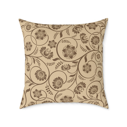 Earthy Witchy Botanical Square Poly Canvas Throw Pillow