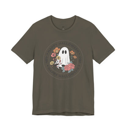 Happy Halloween Floral Ghost Tee – Bella+Canvas 3001