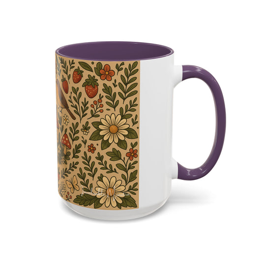 Charming Cottagecore Nature-Inspired Accent Mug, Vintage Coffee Cup, Bird and Floral Design, Perfect Gift for Tea Lovers, Housewarming, Cozy Decor