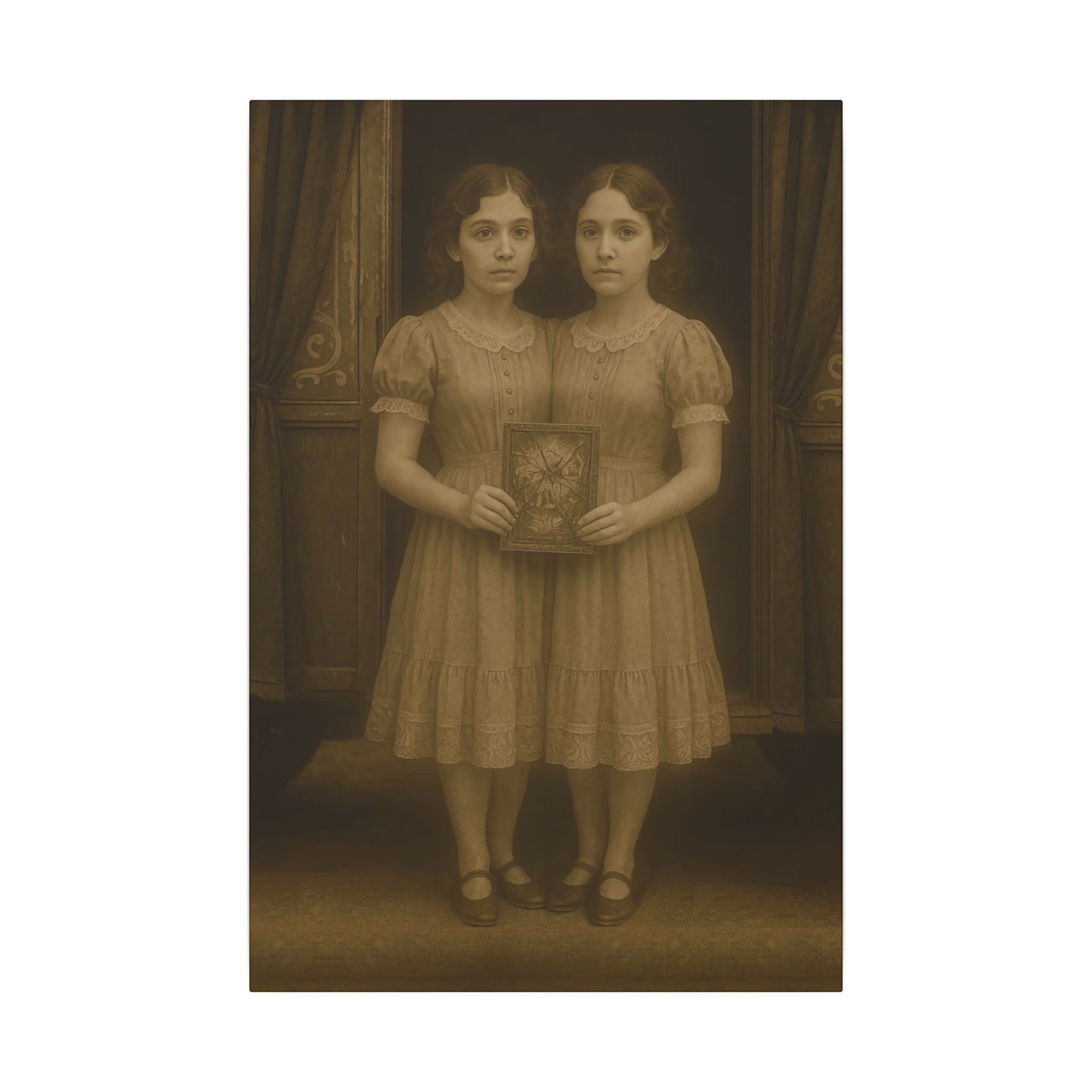 Conjoined Twins – Matte Canvas Print (Gallery-Wrapped) 0.75" – Vintage Circus-Inspired Canvas Wall Art
