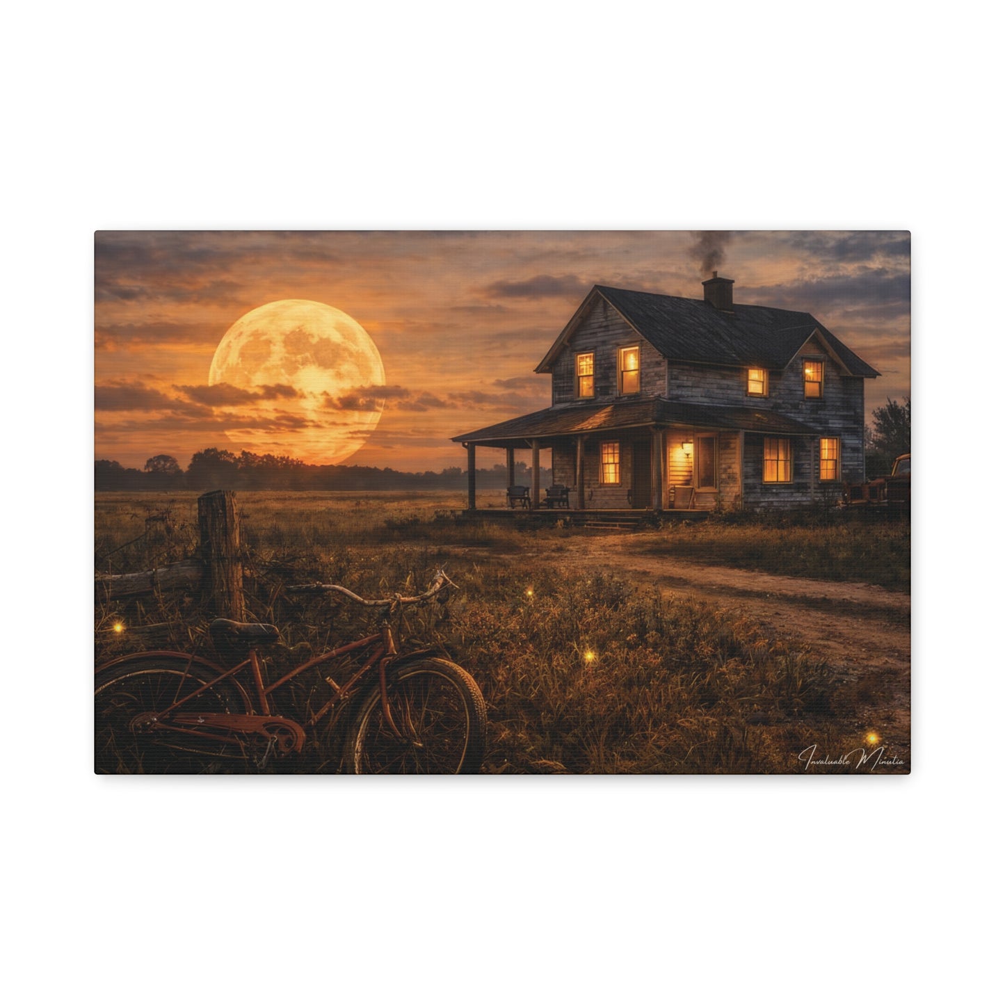 Moonlit Country House Landscape Matte Canvas Print 1.25"