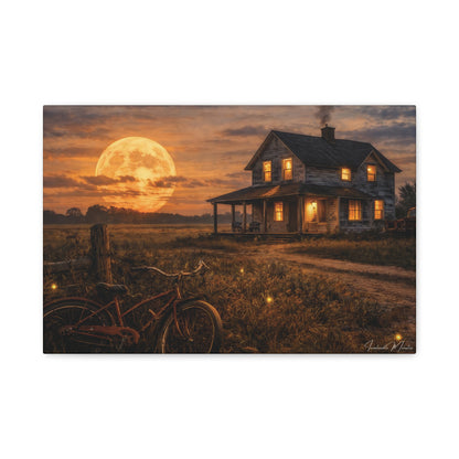 Moonlit Country House Landscape Matte Canvas Print 1.25"