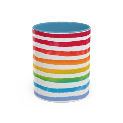 🌈 Bold Rainbow Stripes Pride Mug | 11oz/15oz | Purple Accent