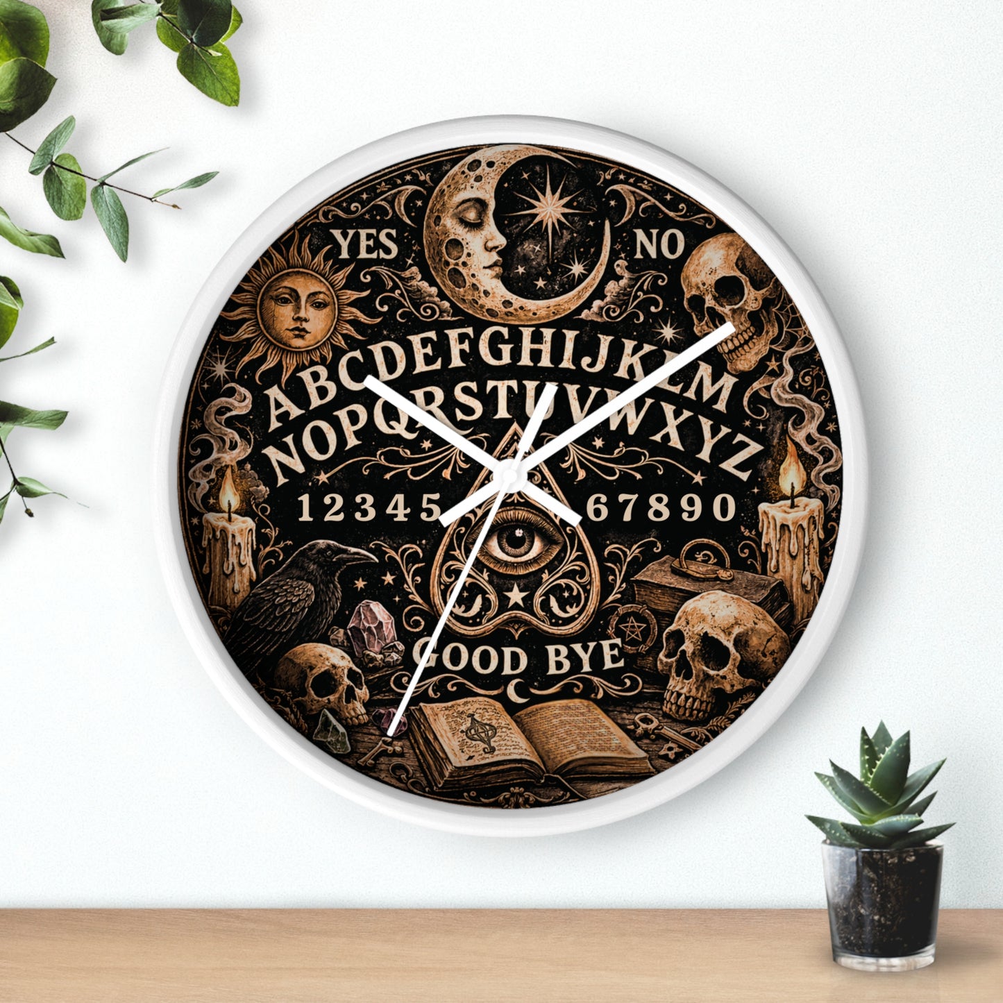 Ouija Board Wall Clock – Gothic Occult Spirit Board 10" Decor