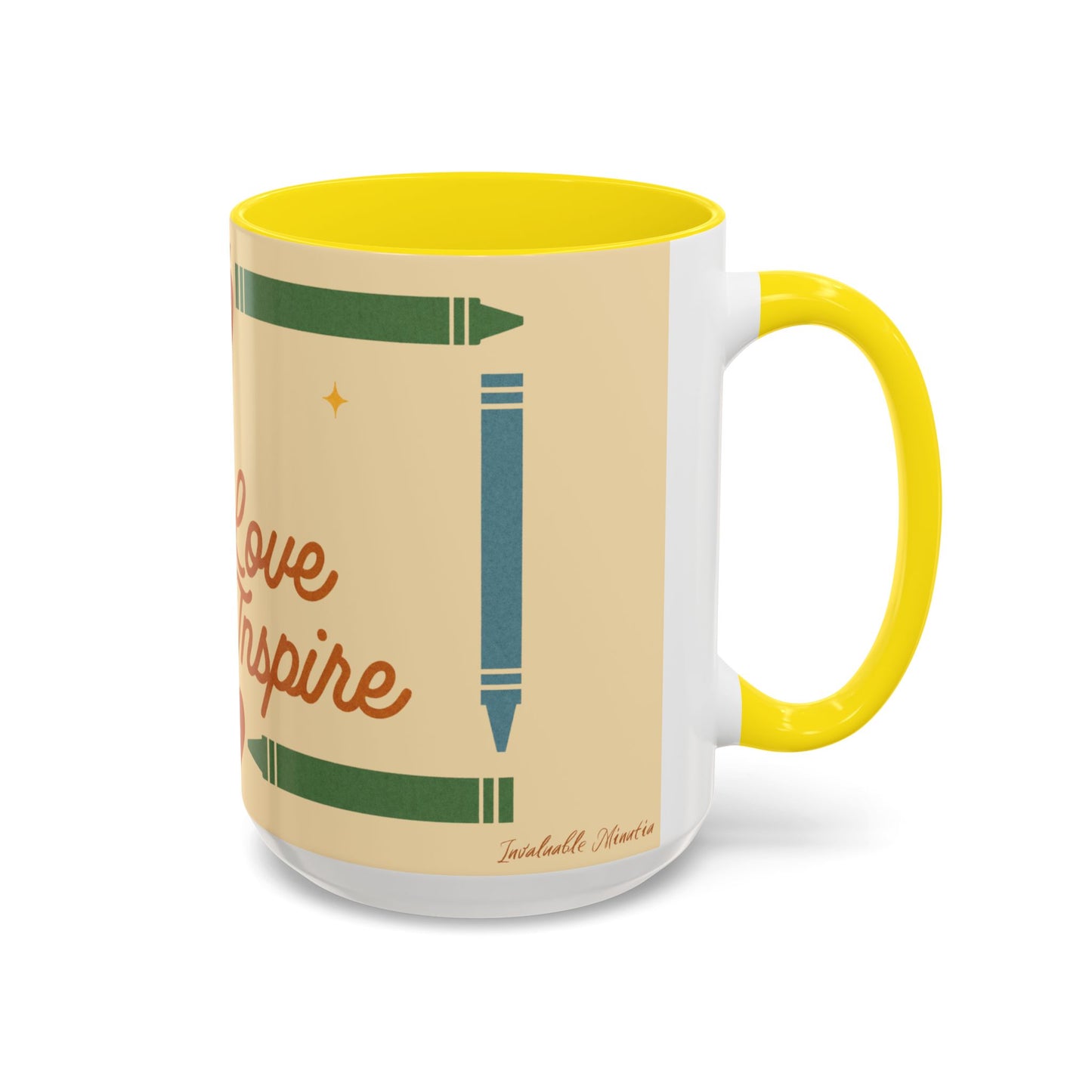 Teach Love Inspire Color Accent Mug (11oz/15oz) – Teacher Gift • Back to School • Durable Ceramic, Dishwasher & Microwave Safe