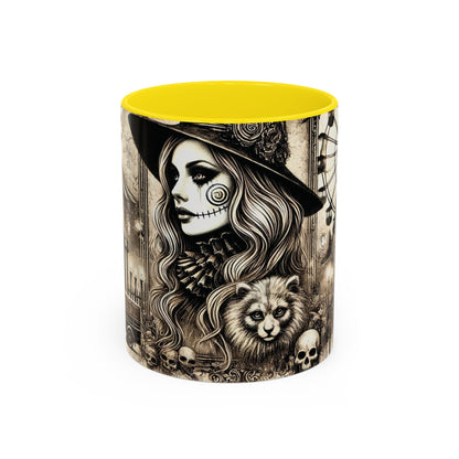 Creepy Circus Witch Mug | Vintage Halloween Accent Coffee Mug (11oz/15oz)