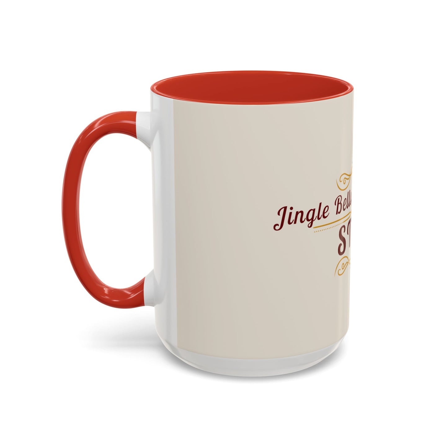 "Jingle Bells... STFU" Holiday Coffee Mug – Funny Christmas Ceramic Cup, Color Accent, Glossy & Durable