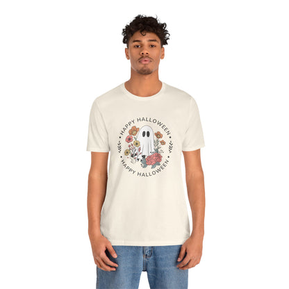 Happy Halloween Floral Ghost Tee – Bella+Canvas 3001