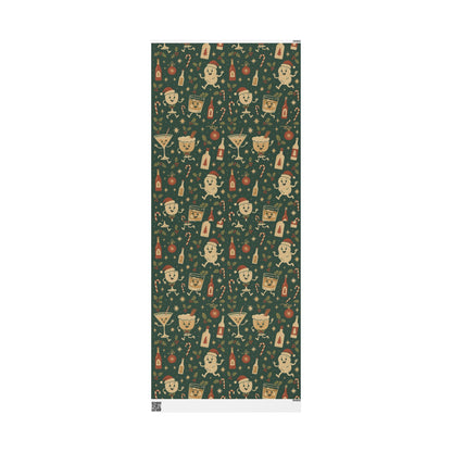 Vintage Holiday Drinks – Luxury Wrapping Paper, Retro Bar-Cart Gift Wrap, 30" Roll (Matte/Gloss)