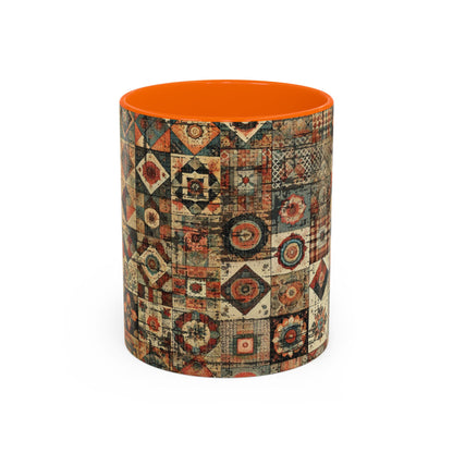 Boho Patchwork Quilt Mug | Vintage Accent Coffee Mug (11oz/15oz)