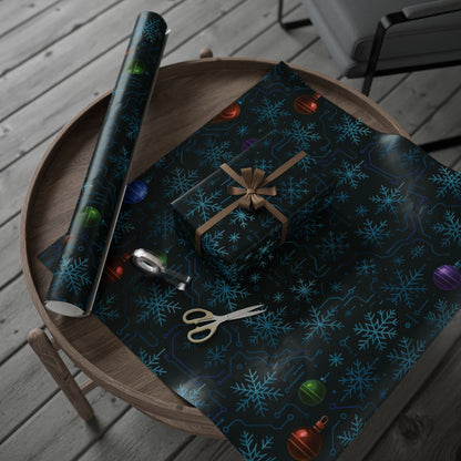 Cyber Yule Circuit – Luxury Christmas Wrapping Paper, Seamless Designer Gift Wrap, 30" Roll (Matte/Gloss)