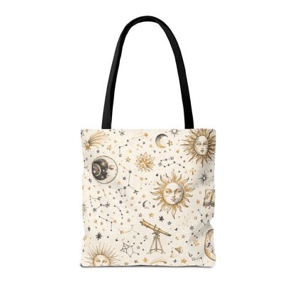 Celestial Sun & Moon Canvas Tote Bag