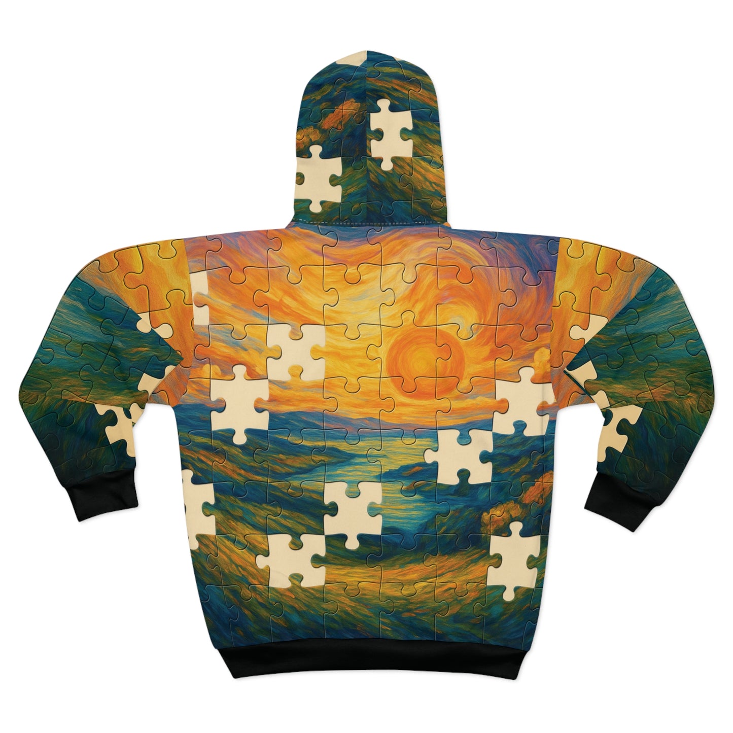 Missing Pieces – AOP Zip-Up Puzzle Hoodie | Unisex Statement Streetwear | All-Over Print by Invaluable Minutia