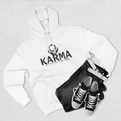 Karma Hoodie — “What Goes Around Comes Around” Minimalist Spiritual Quote Hoodie (Lane Seven Premium Fleece)