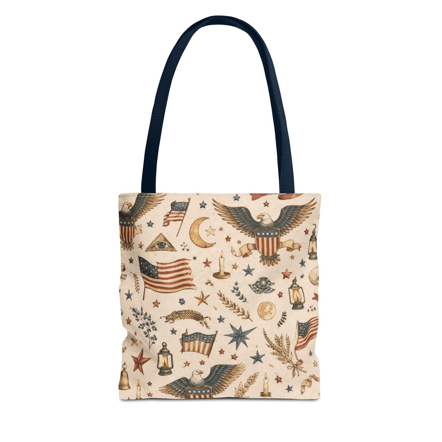 Americana Symbol Styled Canvas Tote Bag