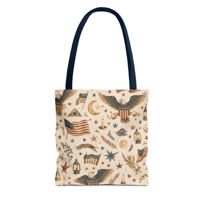 Americana Symbol Styled Canvas Tote Bag