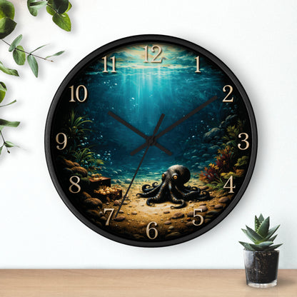 Octopus Ocean Wall Clock – Deep Sea Nautical 10" Decor