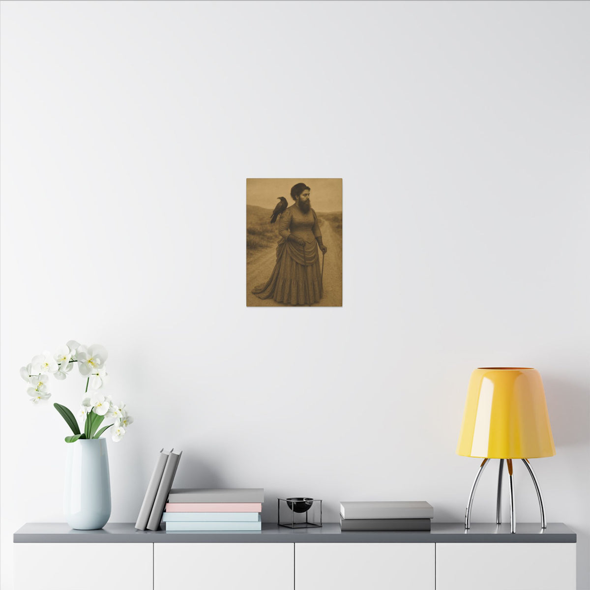 Bearded Lady with Crow – Matte Canvas Print (Gallery-Wrapped) 0.75"