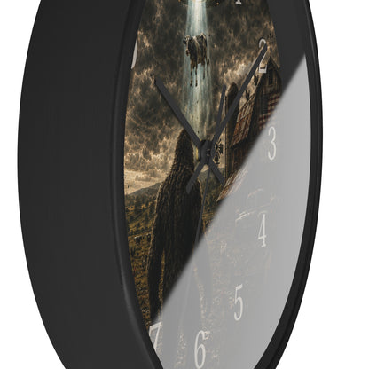 Bigfoot UFO Wall Clock – Sasquatch Alien Abduction Farm Art Clock