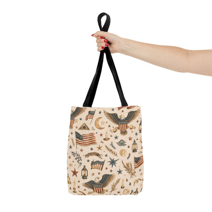 Americana Symbol Styled Canvas Tote Bag