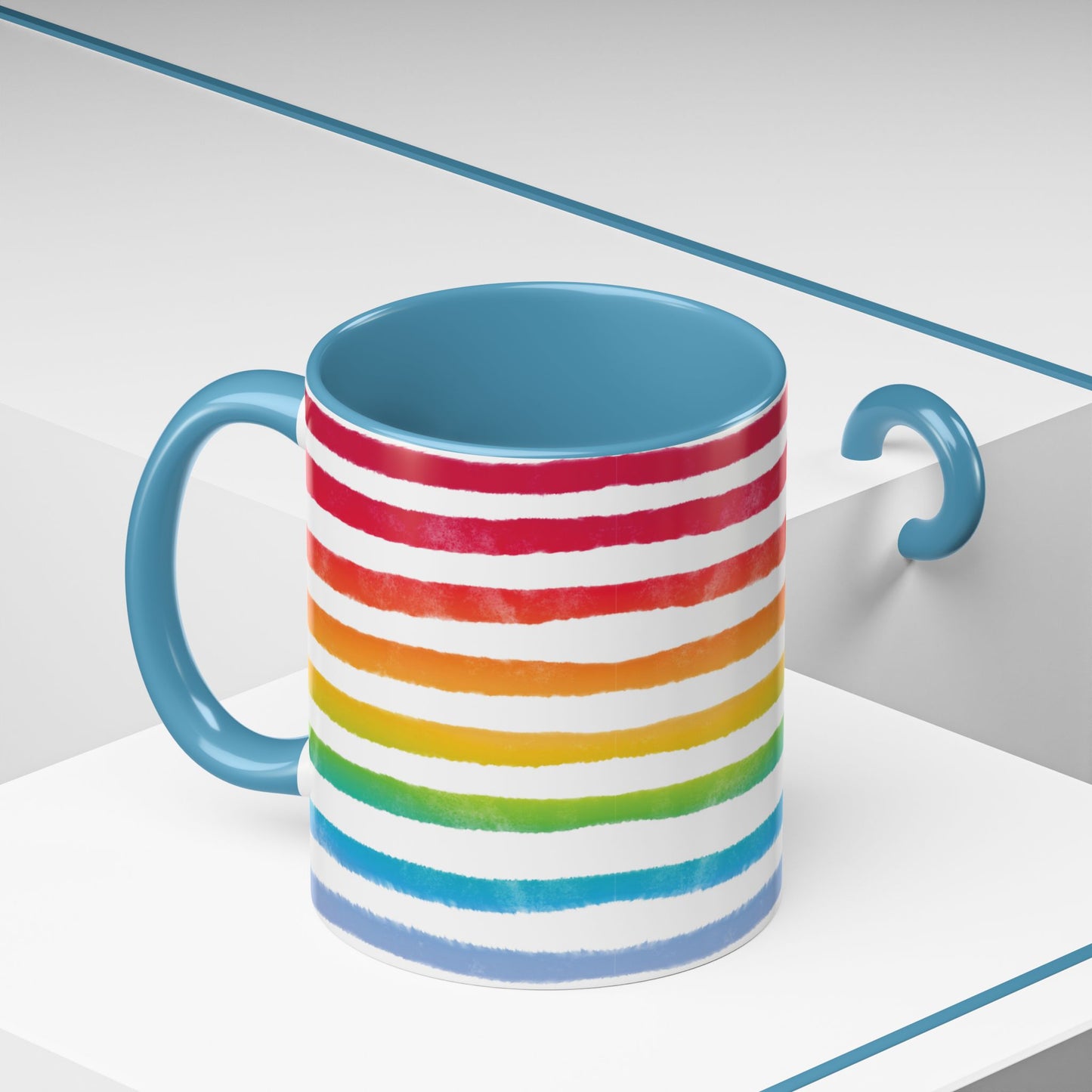 🌈 Bold Rainbow Stripes Pride Mug | 11oz/15oz | Purple Accent