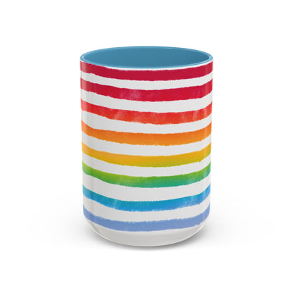 🌈 Bold Rainbow Stripes Pride Mug | 11oz/15oz | Purple Accent