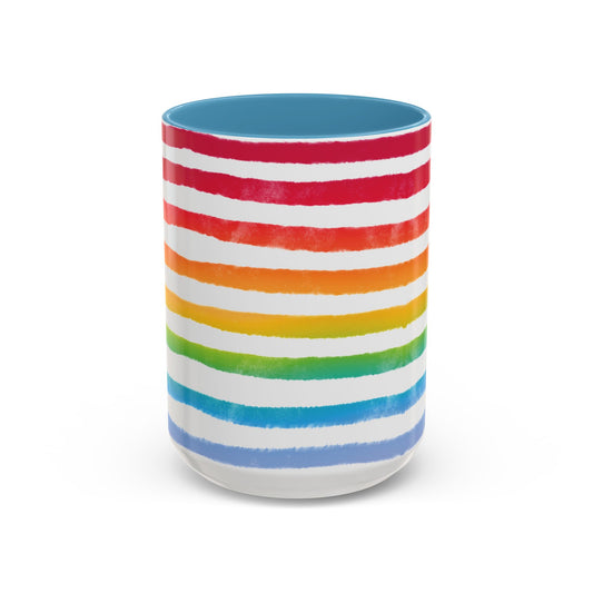 🌈 Bold Rainbow Stripes Pride Mug | 11oz/15oz | Purple Accent