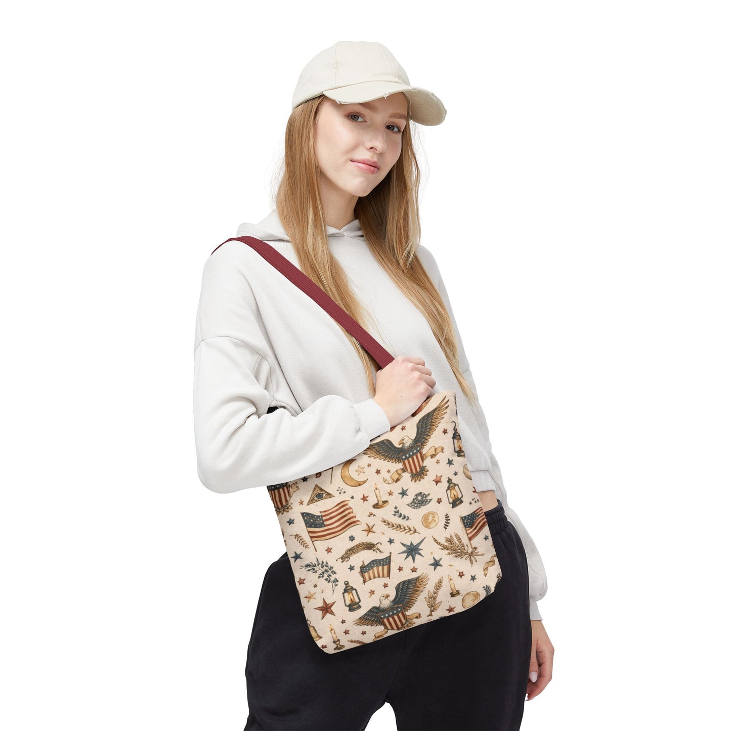 Americana Symbol Styled Canvas Tote Bag