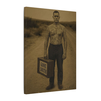The Tattooed Man – Matte Canvas Print (Gallery-Wrapped) 0.75" – Vintage Circus-Inspired Canvas Wall Art