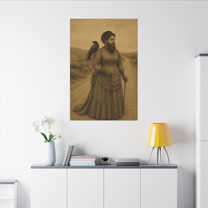 Bearded Lady with Crow – Matte Canvas Print (Gallery-Wrapped) 0.75"