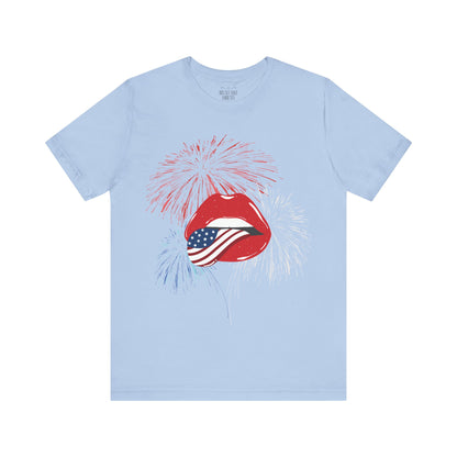 American Flag Lips Tee – Unisex Bella + Canvas Jersey Tee - 4th of July