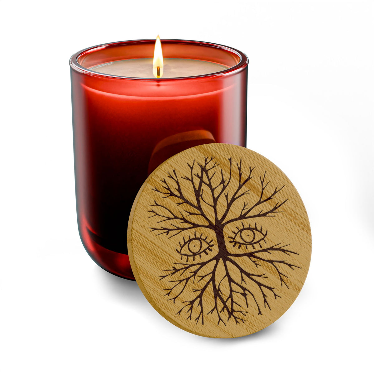 Engraved Tree of Life Soy Candle — 14oz Scented Candle with Bamboo Lid