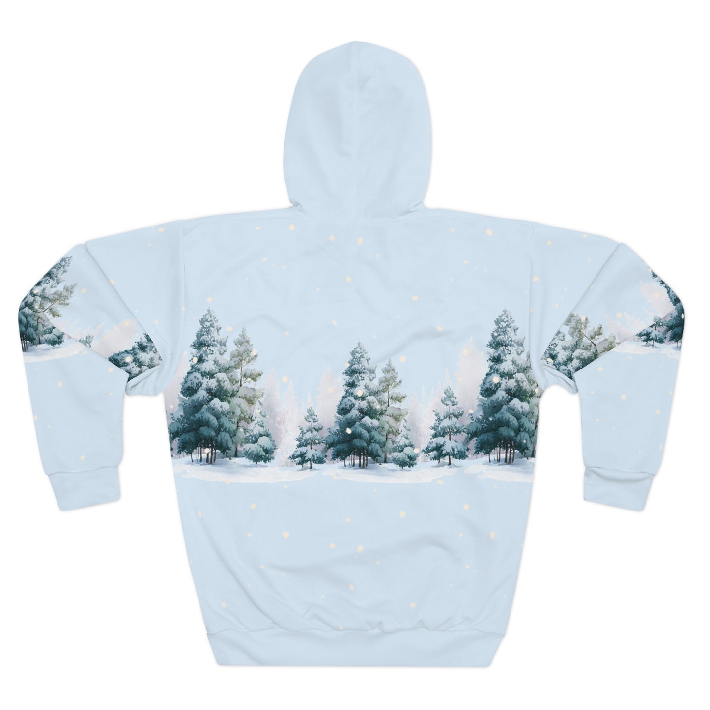 Winter Pines AOP Hoodie – Snowy Christmas Tree Unisex Holiday Pullover