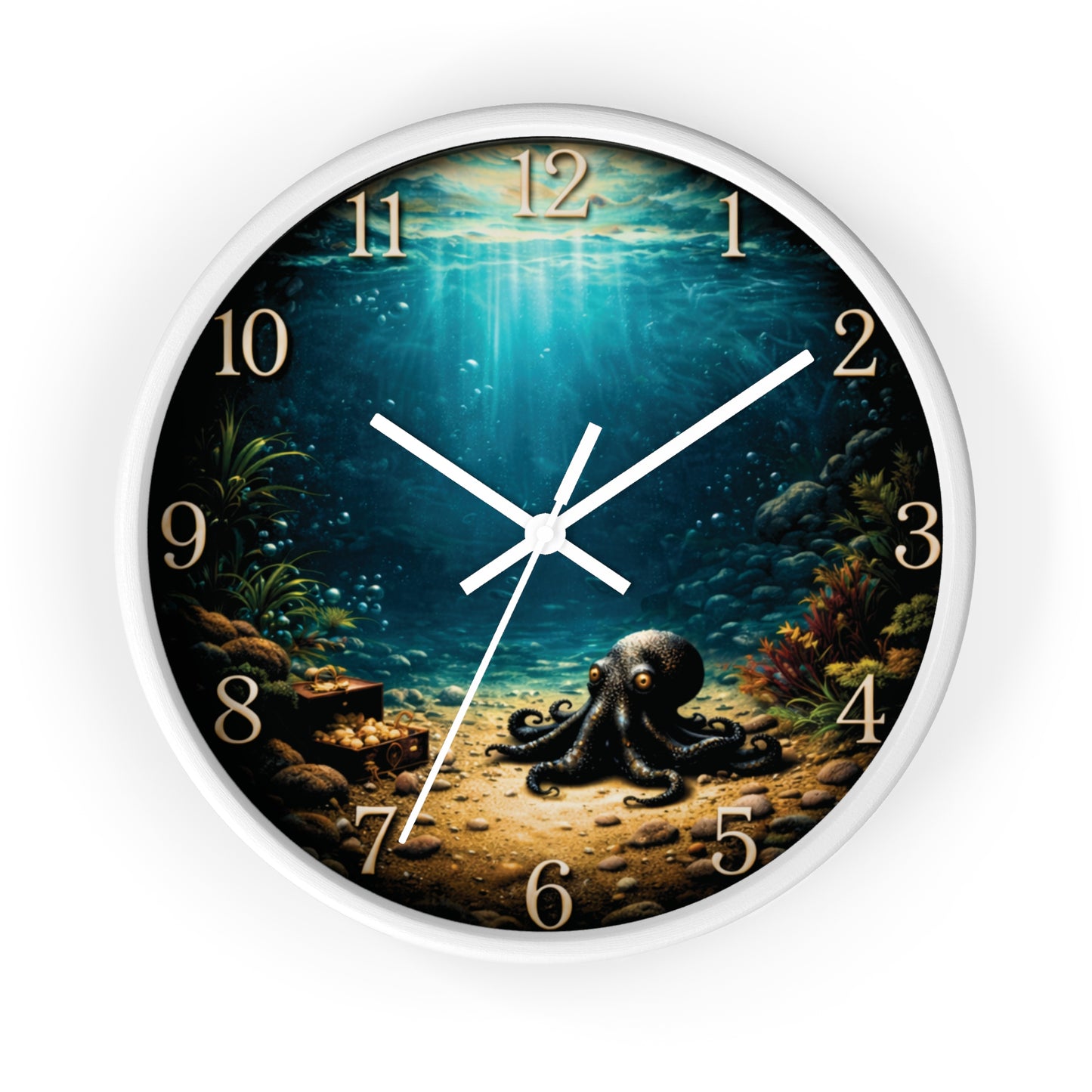 Octopus Ocean Wall Clock – Deep Sea Nautical 10" Decor
