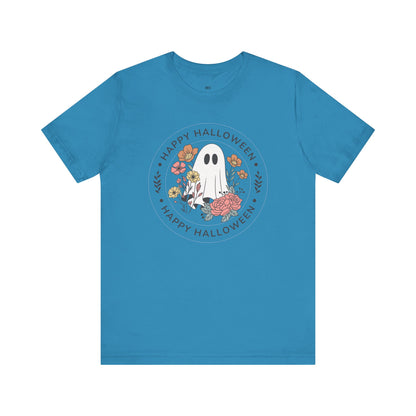 Happy Halloween Floral Ghost Tee – Bella+Canvas 3001