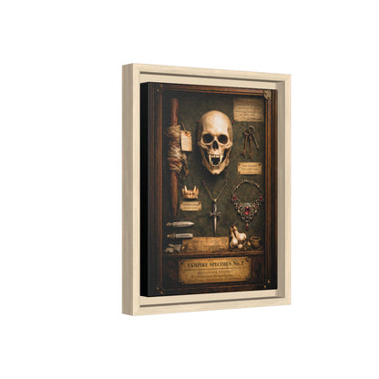Framed Canvas Art – Vampire Specimen No. 3 | Gothic Vampire Wall Decor | Dark Academia Curiosity Cabinet Art