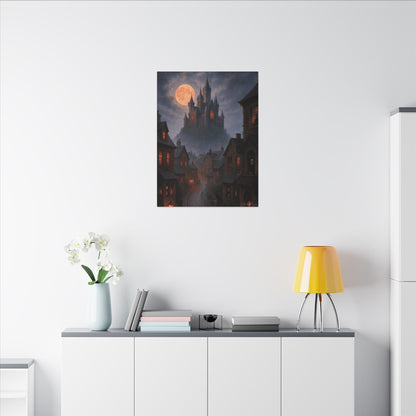 Haunted Hilltop Castle Canvas Print – Gothic Halloween Wall Art for Spooky Season Decor