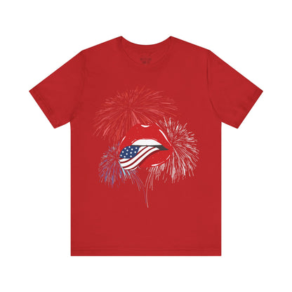 American Flag Lips Tee – Unisex Bella + Canvas Jersey Tee - 4th of July