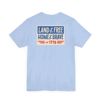 Happy 4th / Land of the Free Tee – Dual-Sided Print – Unisex Bella + Canvas Jersey T-Shirt