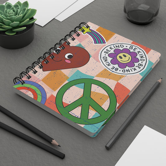 Spiral-Bound Journal Notebook Diary – “Good Vibes” Hardcover Gloss Notebook - Retro Vibes